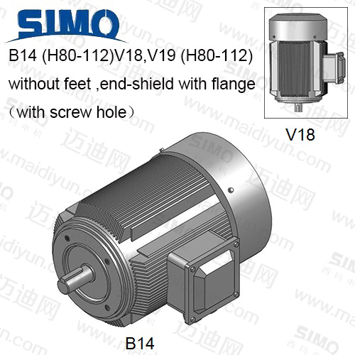 YE2(IP55)系列-機座不帶底腳、端蓋上有凸緣(帶螺孔)電動機