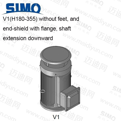 YE2(IP55)系列-機(jī)座不帶底腳、端蓋上有凸緣(帶通孔)、軸伸向下電動(dòng)機(jī)