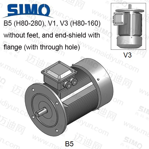 YE2(IP55)系列-機(jī)座不帶底腳、端蓋上有凸緣(帶通孔) 電動機(jī)